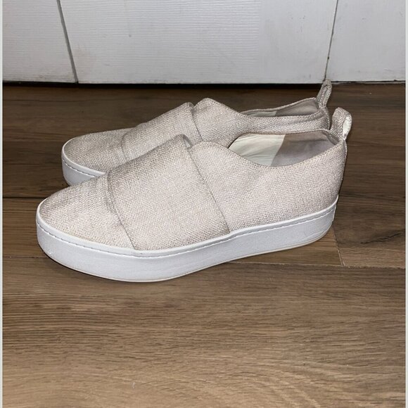 Vince Beige Comfortable Casual Slip-On Platform Sneakers Women’s Size 8.5 - Picture 1 of 7